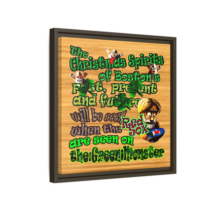 christmas spirits of boston - framed canvas art (butterscotch wood finish)