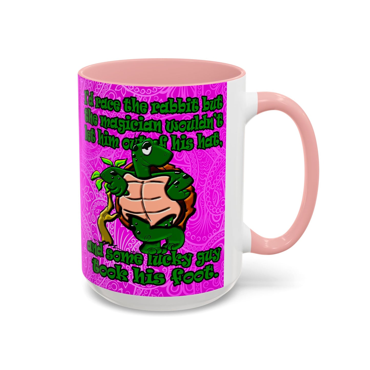 turtle race - Accent Mug (pink swirl)