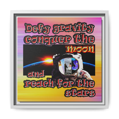 defy conquer reach - framed canvas art (color blur)
