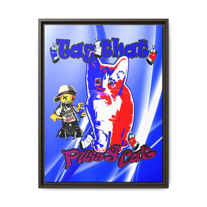 tag that - framed canvas art (blue-white wave)