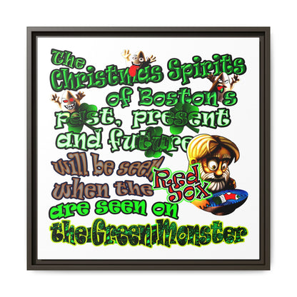 christmas spirits of boston - framed canvas art (white)