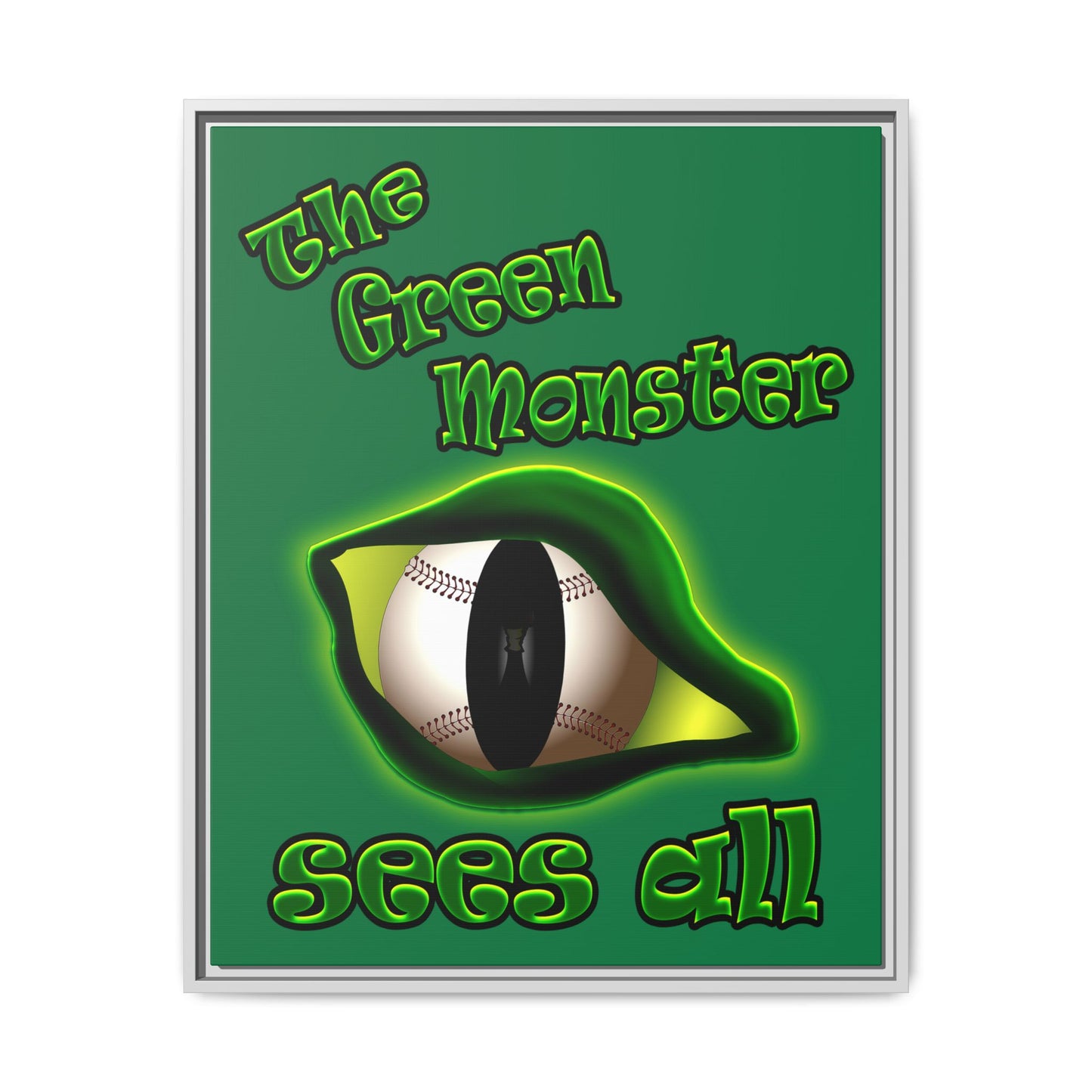 green monster - framed canvas art (dark green)