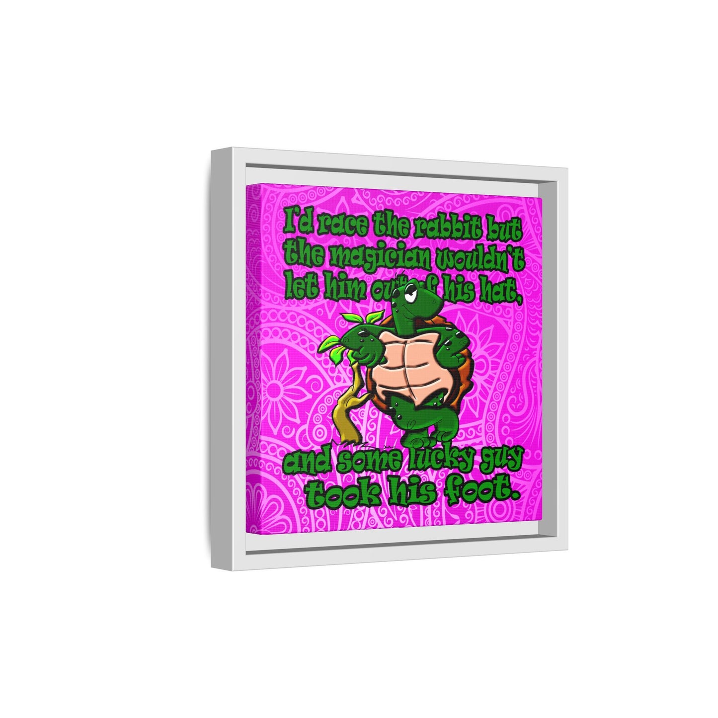 turtle race - framed canvas art (pink swirl)