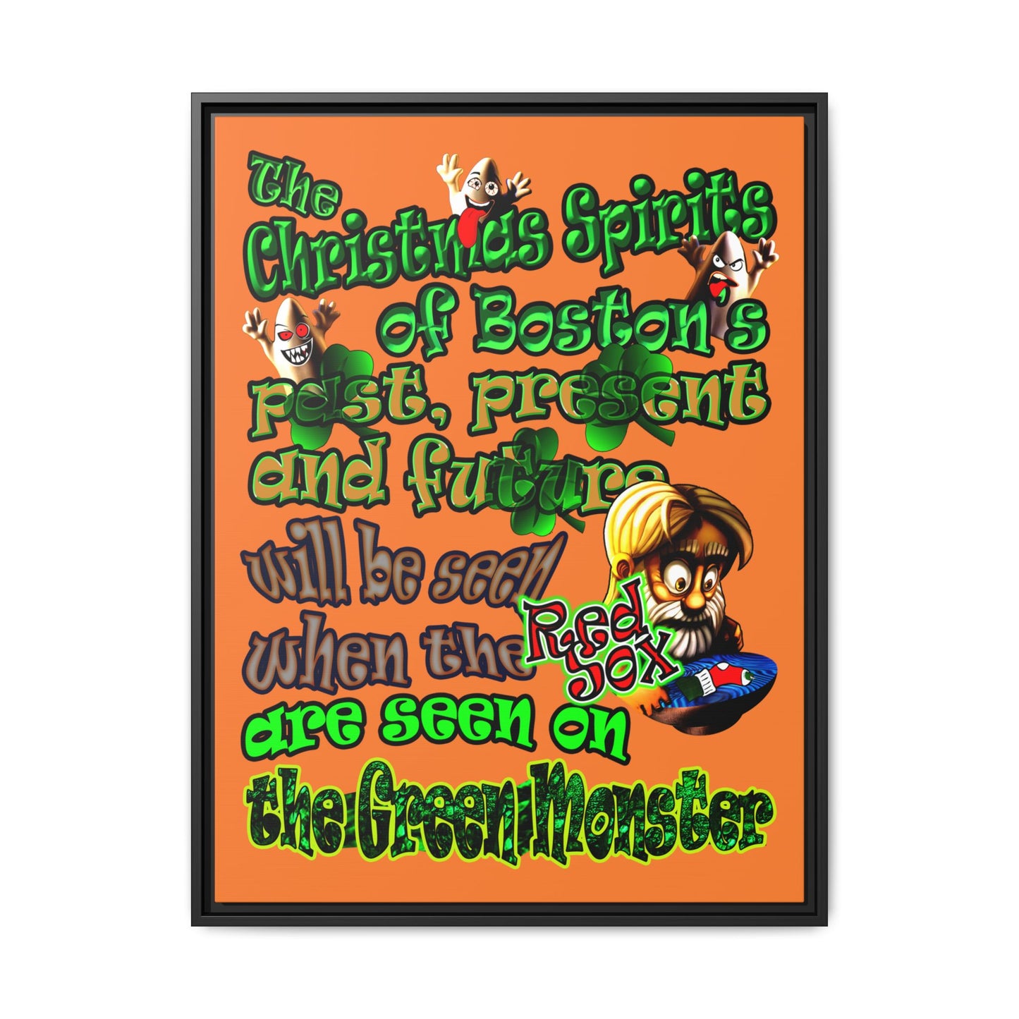 christmas spirits of boston - framed canvas art (crusta)