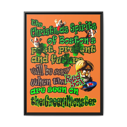 christmas spirits of boston - framed canvas art (crusta)