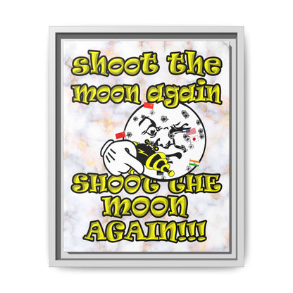 shoot the moon again - framed canvas art (white marble)