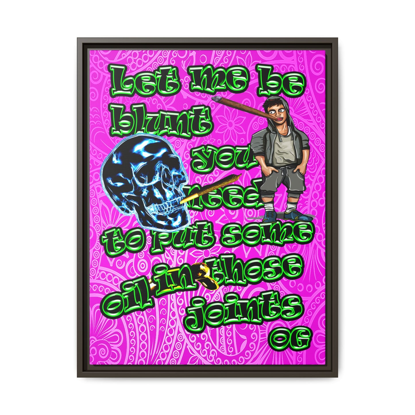 og - framed canvas art (pink swirl)