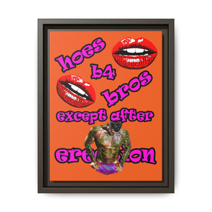 hoes b4 bros - framed canvas art (orange)