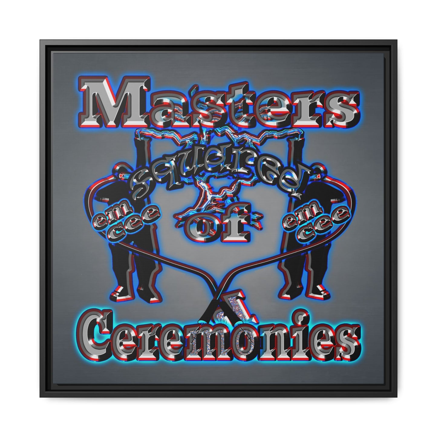 em cee squared - framed canvas art (grey-light grey)