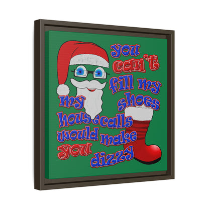 santa's shoes - framed canvas art (dark green)