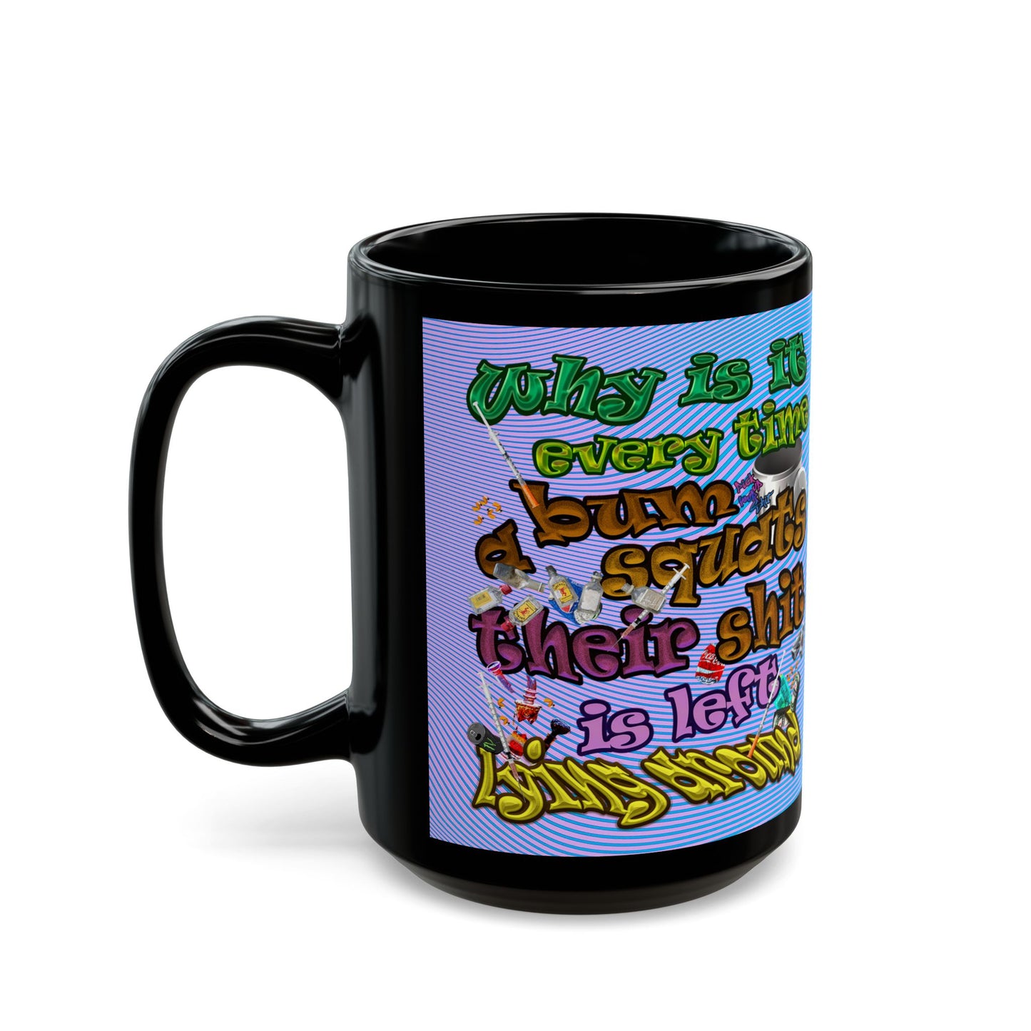 the bum's shit - Black Mug (light blue-purple wave)