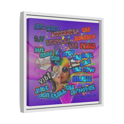 drop the beat - framed canvas art (purple-pink wave)