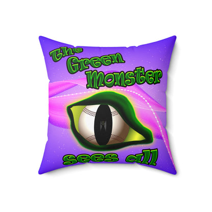 green monster - Spun Polyester Square Pillow - (purple-pink wave)