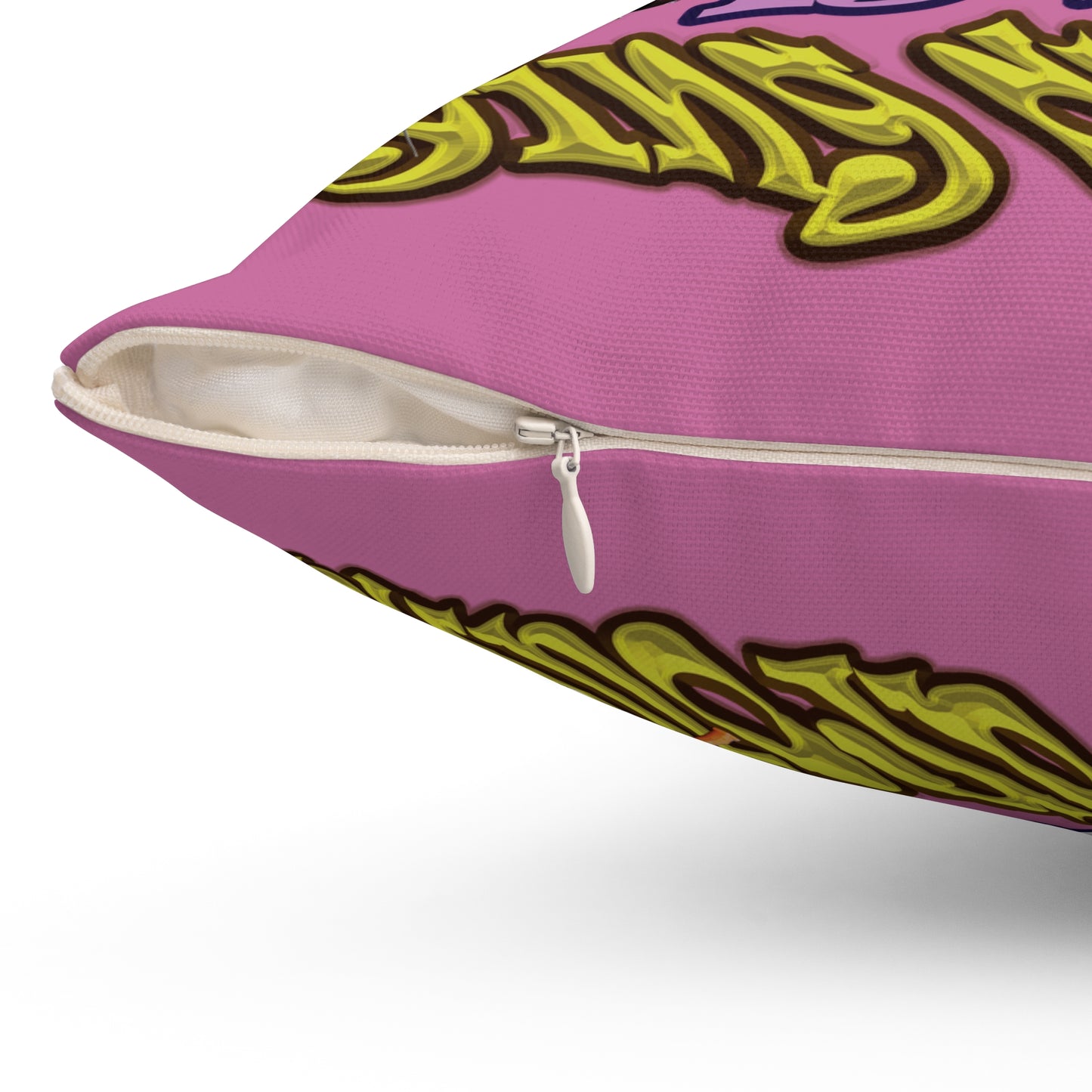 the bum's shit - Spun Polyester Square Pillow - (light pink)