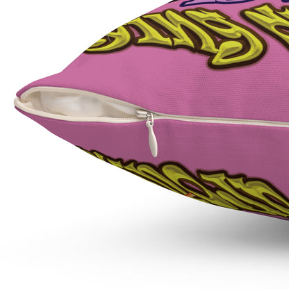 the bum's shit - Spun Polyester Square Pillow - (light pink)