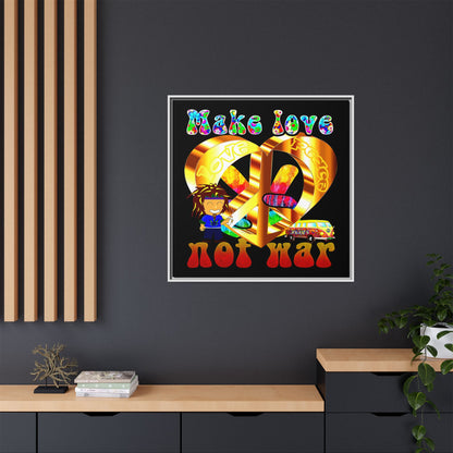 love peace - framed canvas art (black)