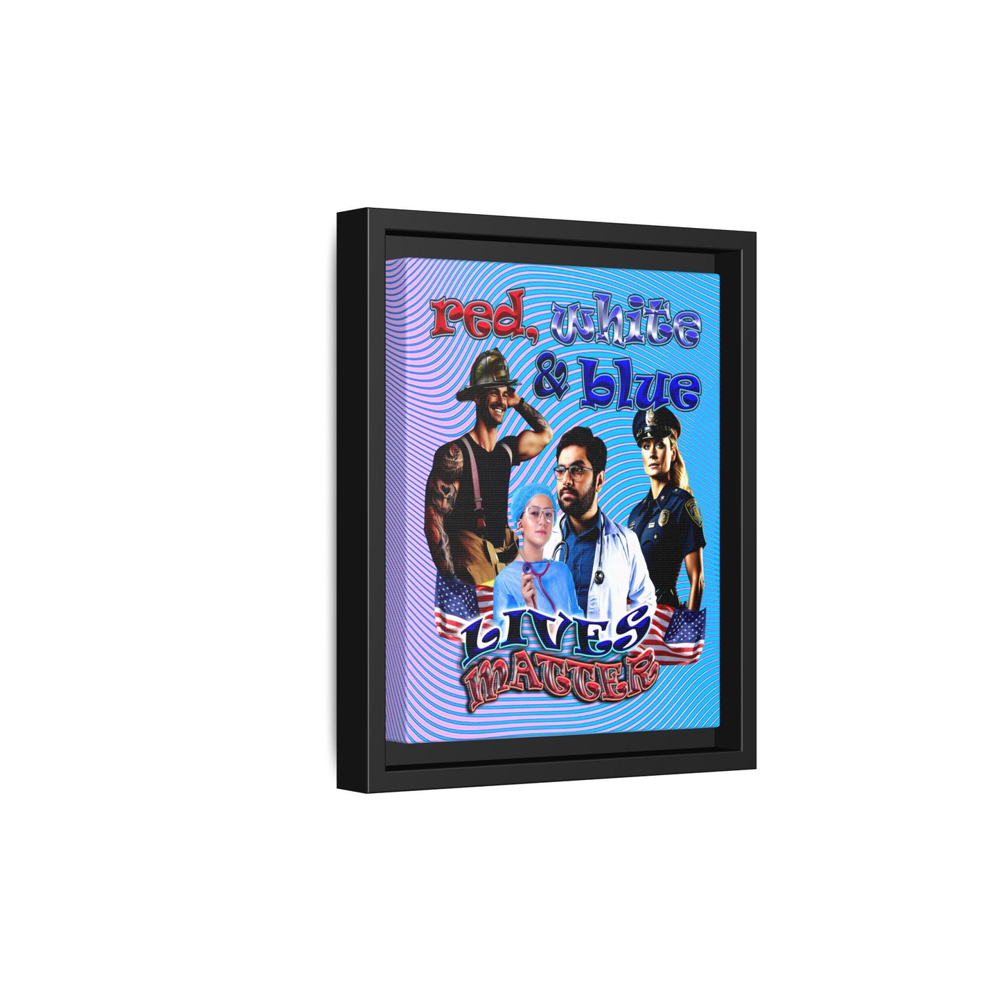 rw&b lives matter - framed canvas art (light blue-purple wave)