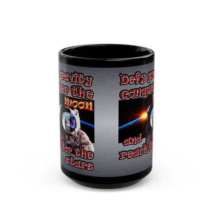 defy conquer reach - Black Mug (brushed nickel)