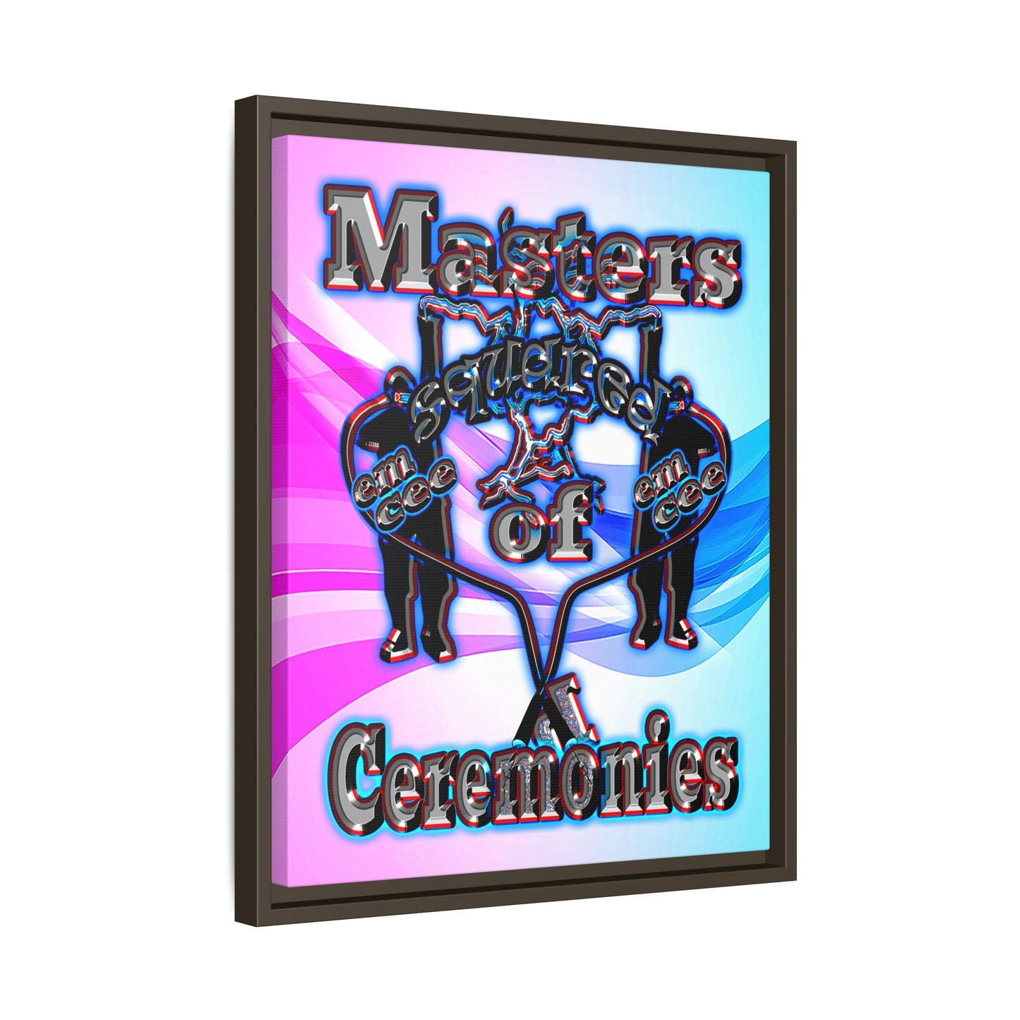 em cee squared - framed canvas art (light blue-pink wave)