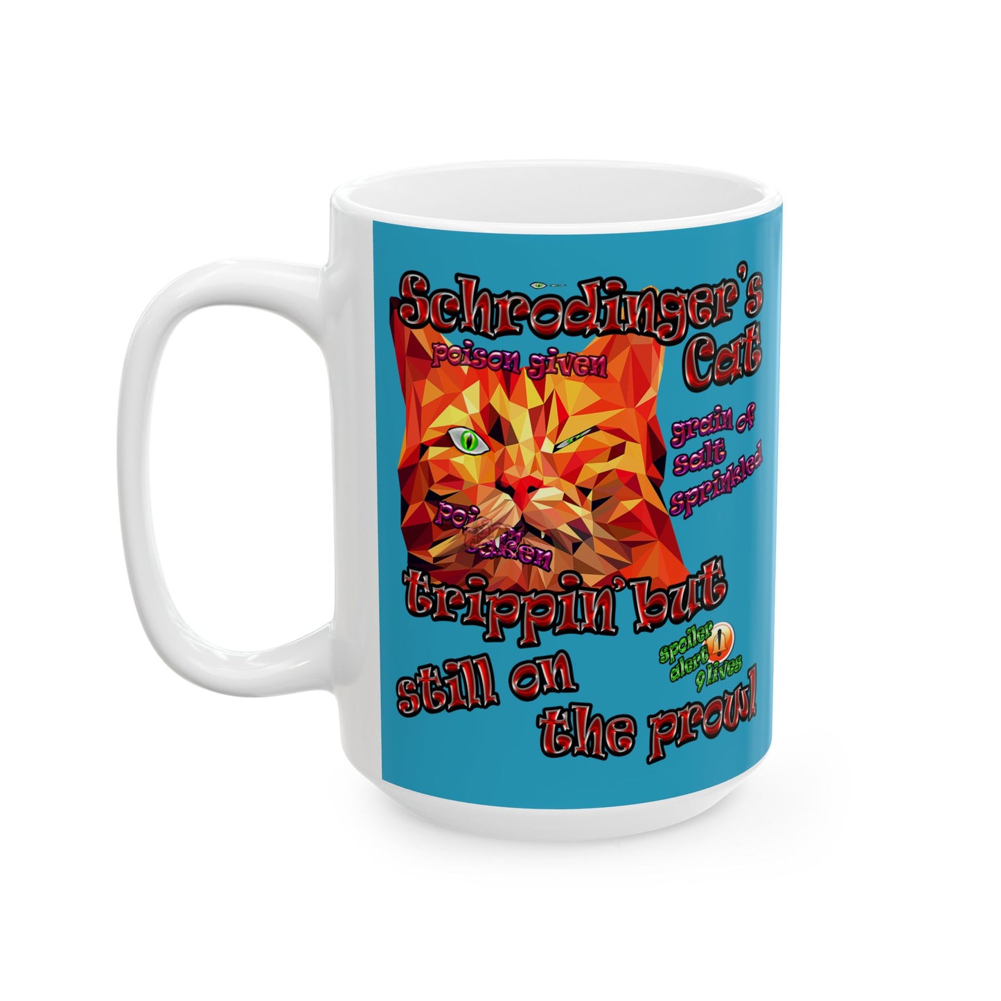 schrodinger's cat - White Mug (turquoise)