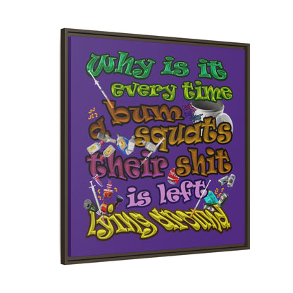 the bum's shit - framed canvas art (purple)