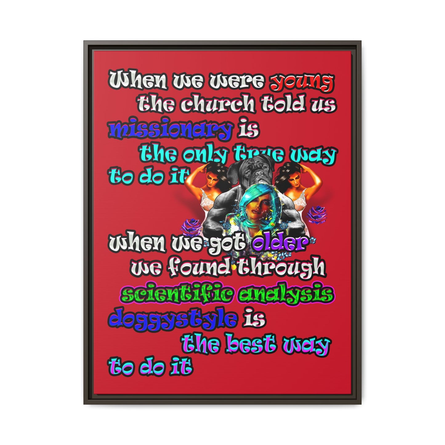doggystyle - framed canvas art (dark red)