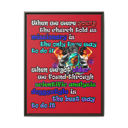 doggystyle - framed canvas art (dark red)