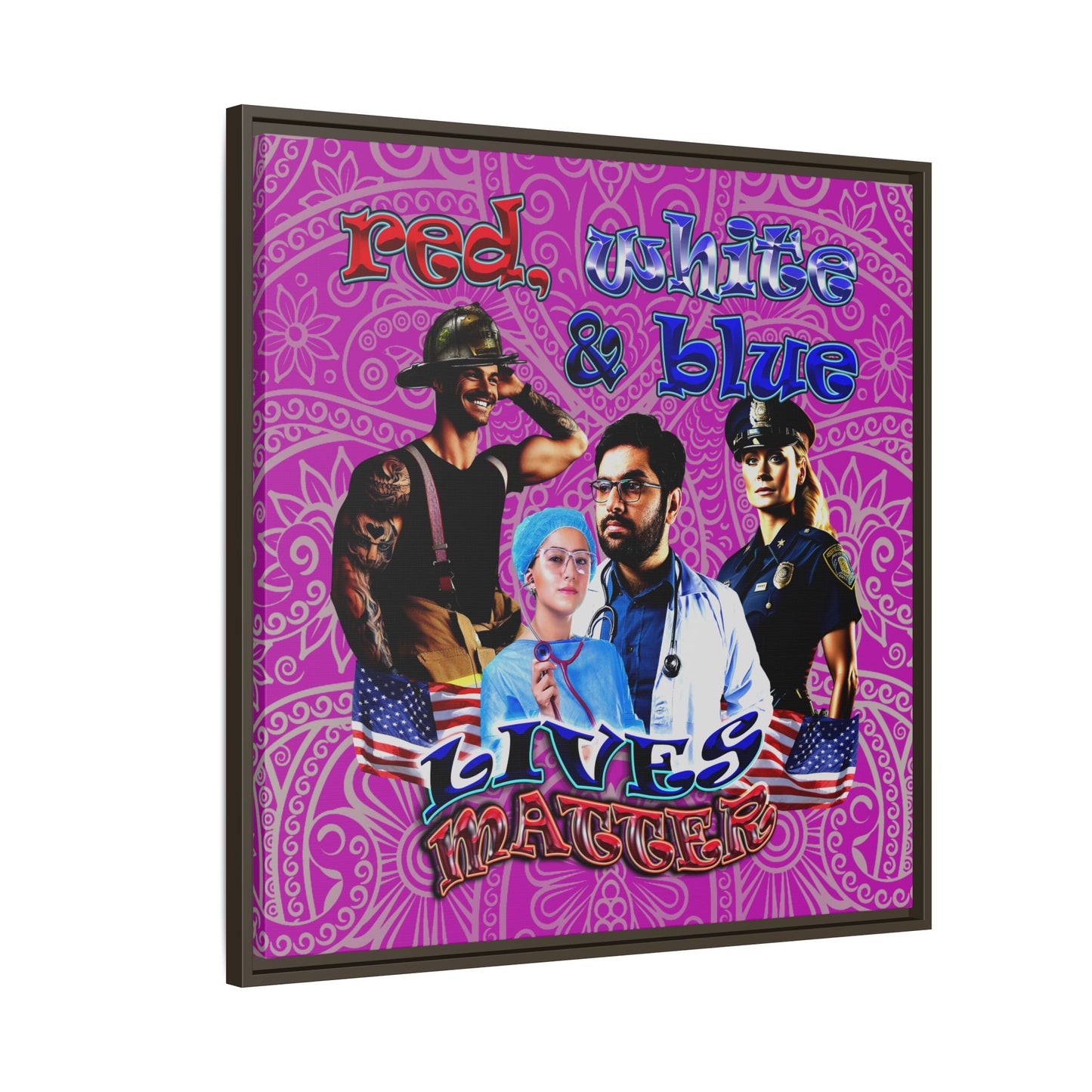 rw&b lives matter - framed canvas art (pink swirl)