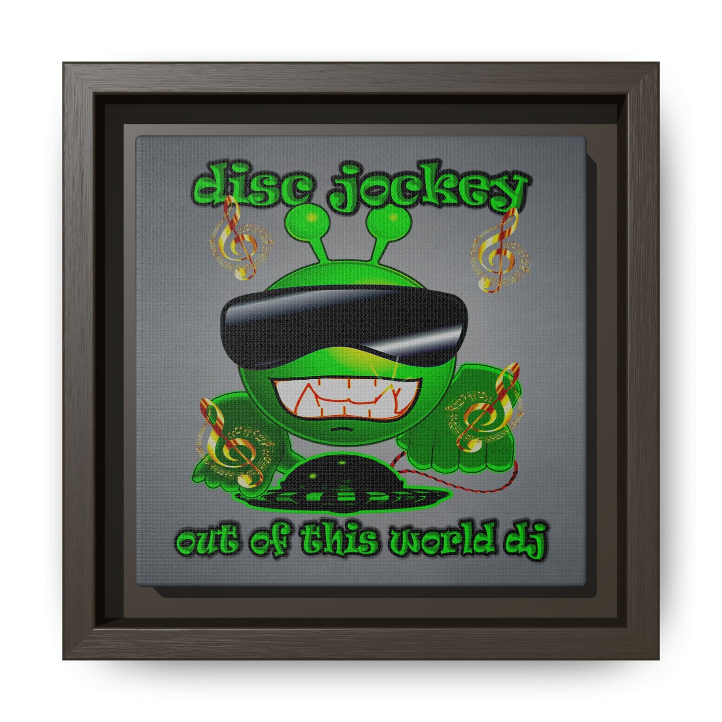 disc jockey - framed canvas art (grey-light grey)