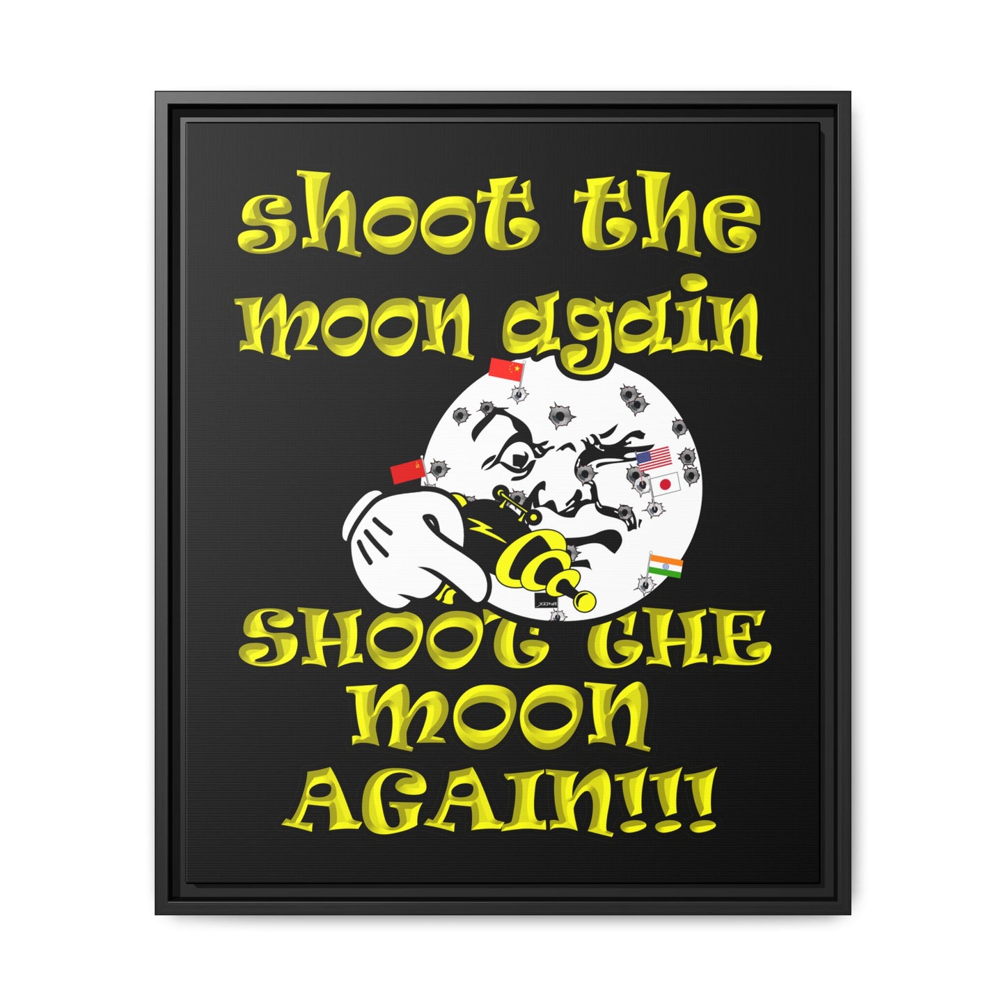 shoot the moon again - framed canvas art (black)