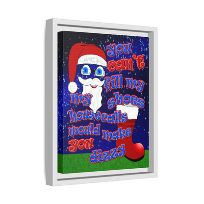 santa's shoes - framed canvas art ('snoops' background)