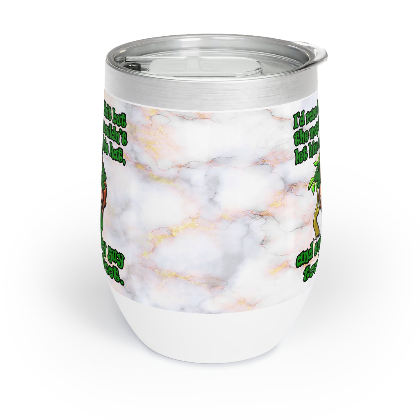 turtle race - Chill Wine Tumbler (white marble)