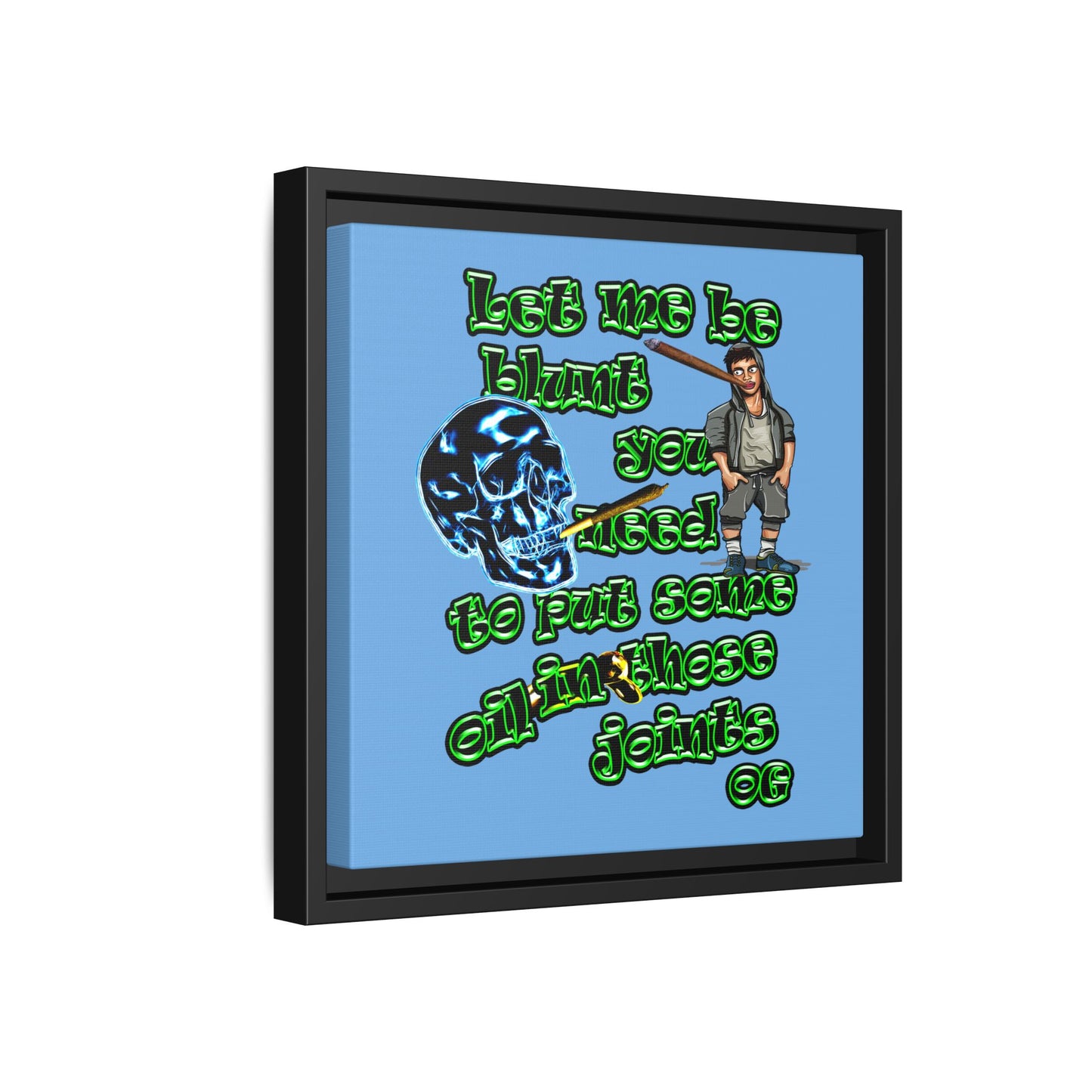 og - framed canvas art (light blue)
