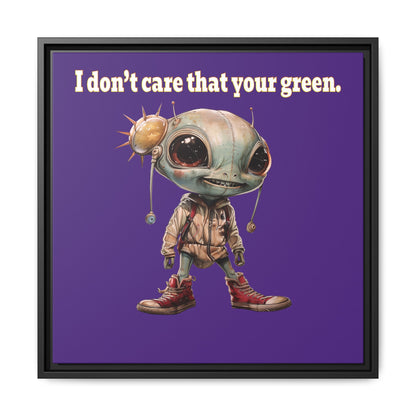 I don't care that your green - framed canvas art (purple)