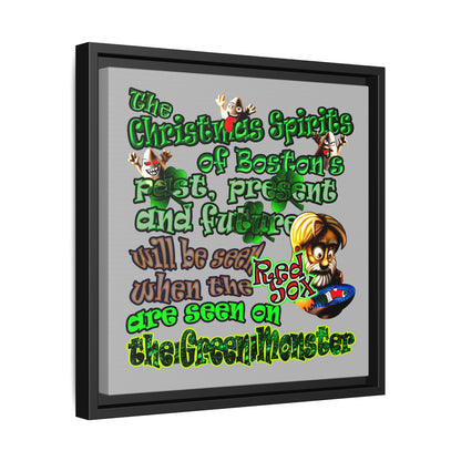 christmas spirits of boston - framed canvas art (light grey)