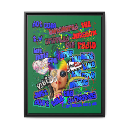 drop the beat - framed canvas art (dark green)