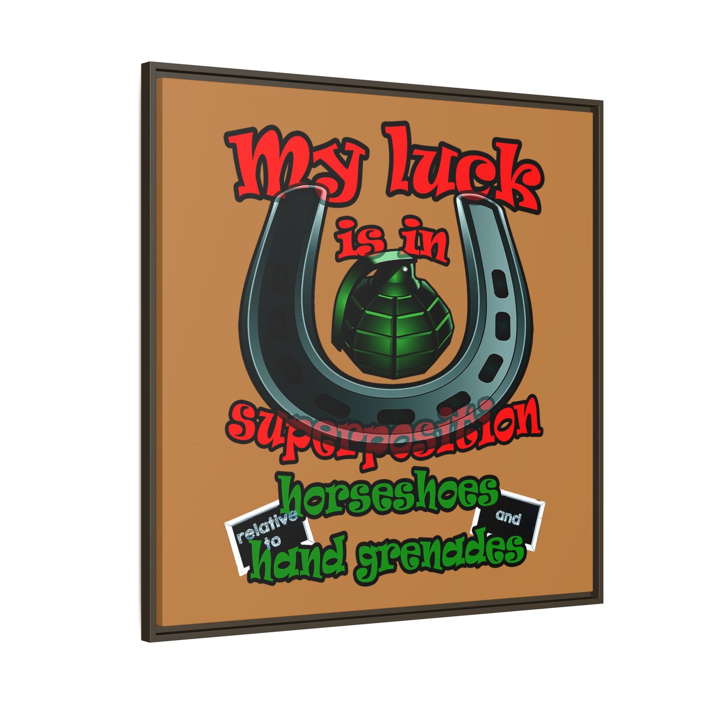 my luck - framed canvas art (light brown)