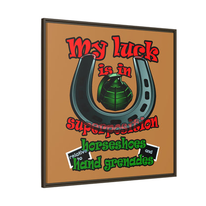 my luck - framed canvas art (light brown)