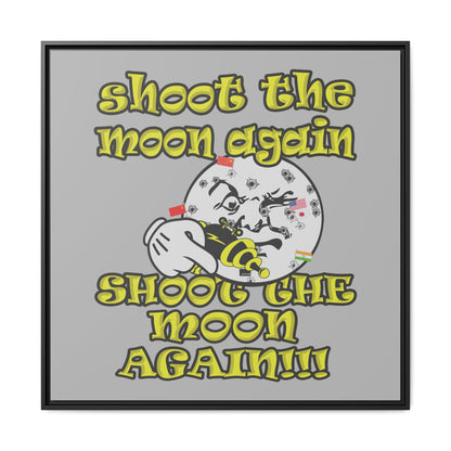 shoot the moon again - framed canvas art (light grey)