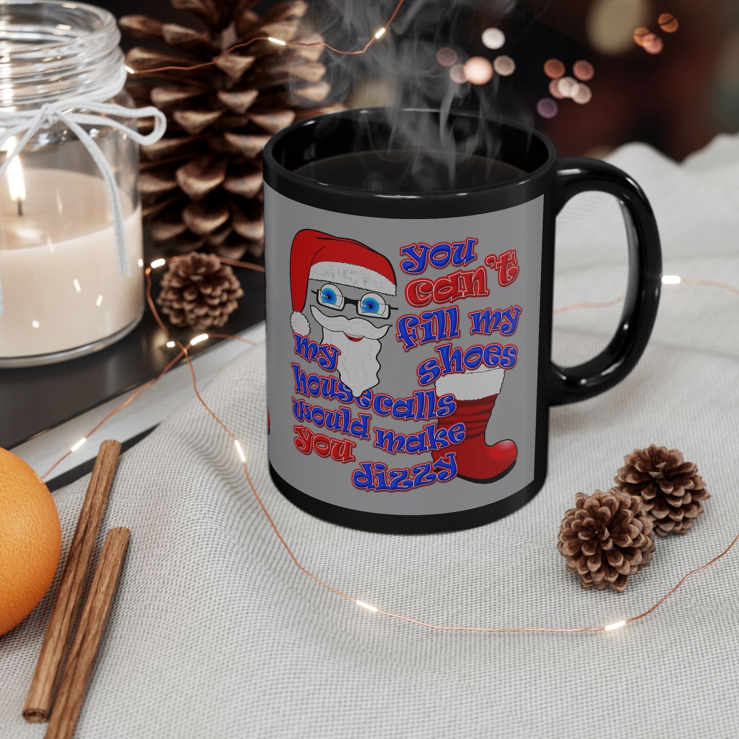 santa's shoes - Black Mug (grey)