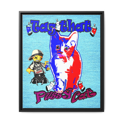 tag that - framed canvas art (faded blue)