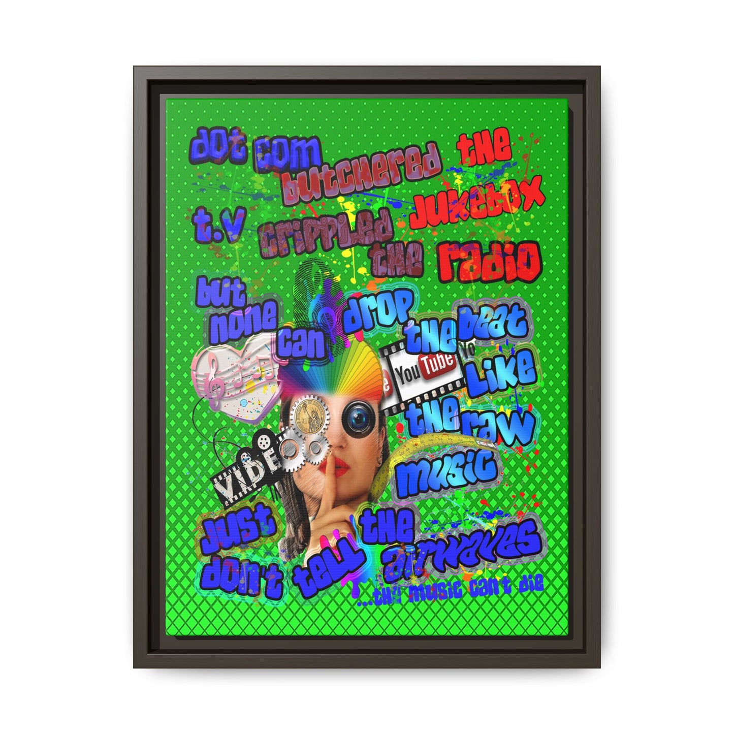 drop the beat - framed canvas art (logo green)