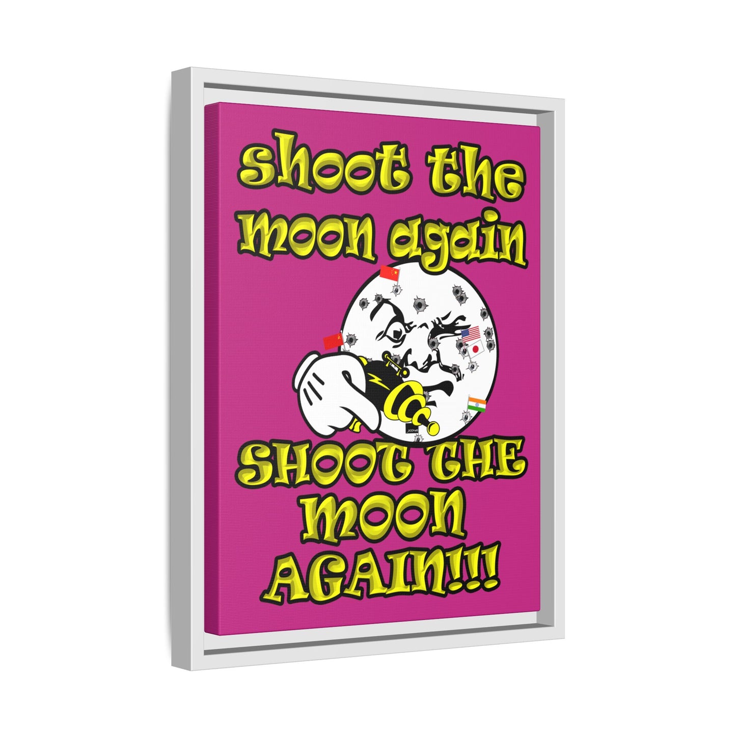 shoot the moon again - framed canvas art (pink)