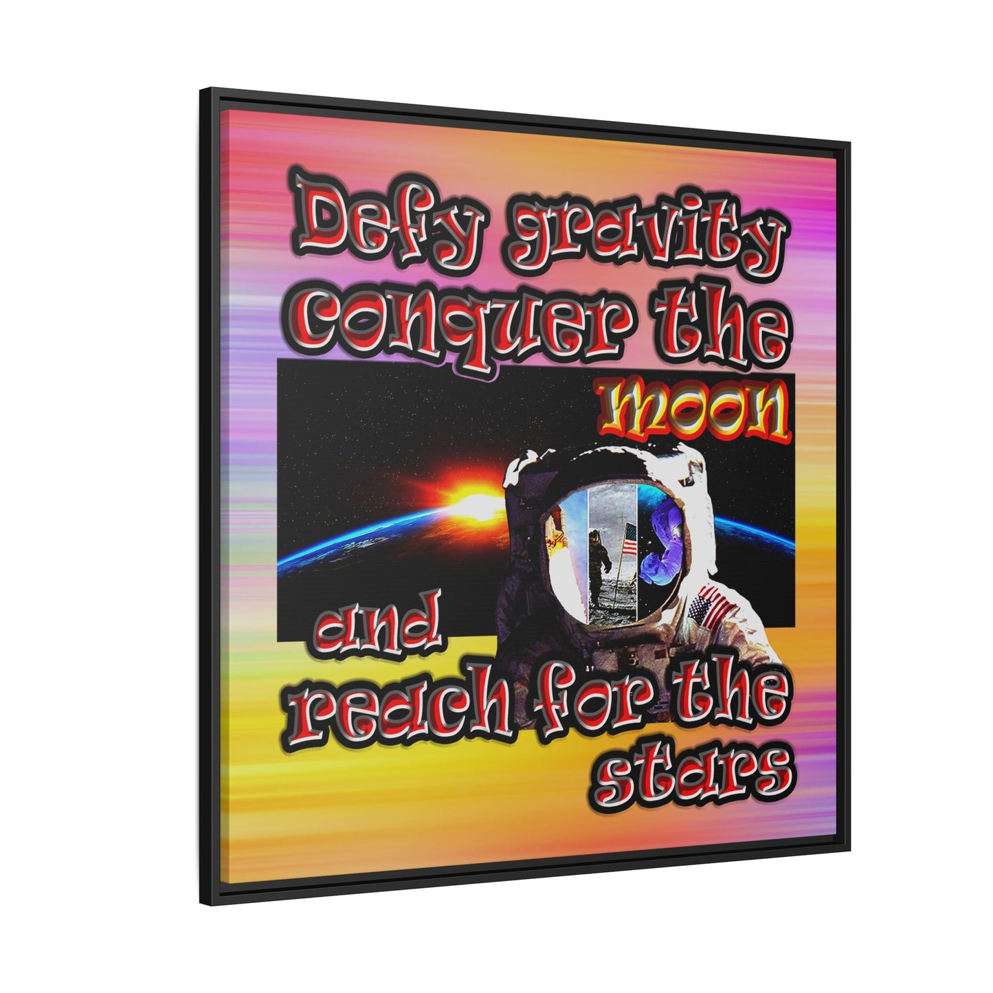 defy conquer reach - framed canvas art (color blur)