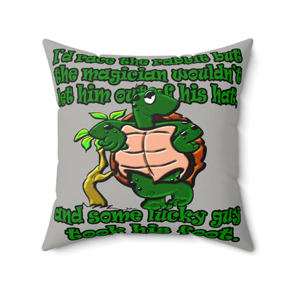 turtle race - Faux Suede Square Pillow - (light grey)