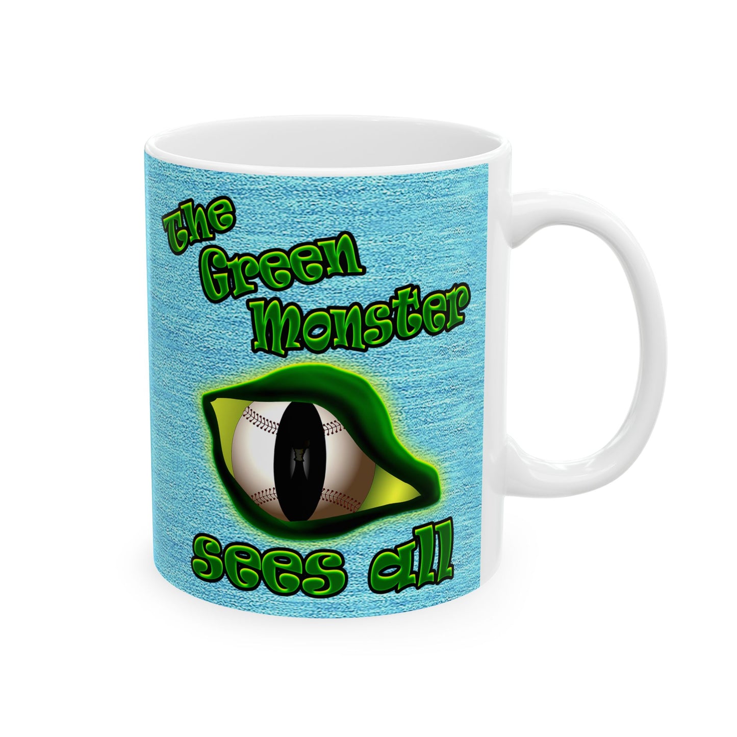 green monster - White Mug (faded blue)