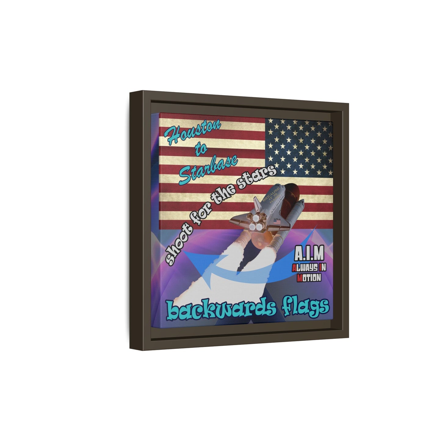 shoot for the stars - framed canvas art (grey-pink wave)