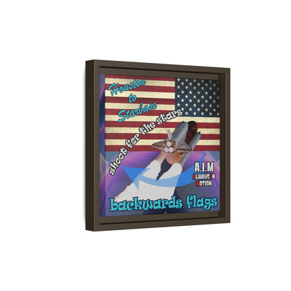 shoot for the stars - framed canvas art (grey-pink wave)