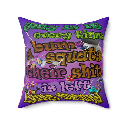the bum's shit - Spun Polyester Square Pillow - (purple-pink wave)