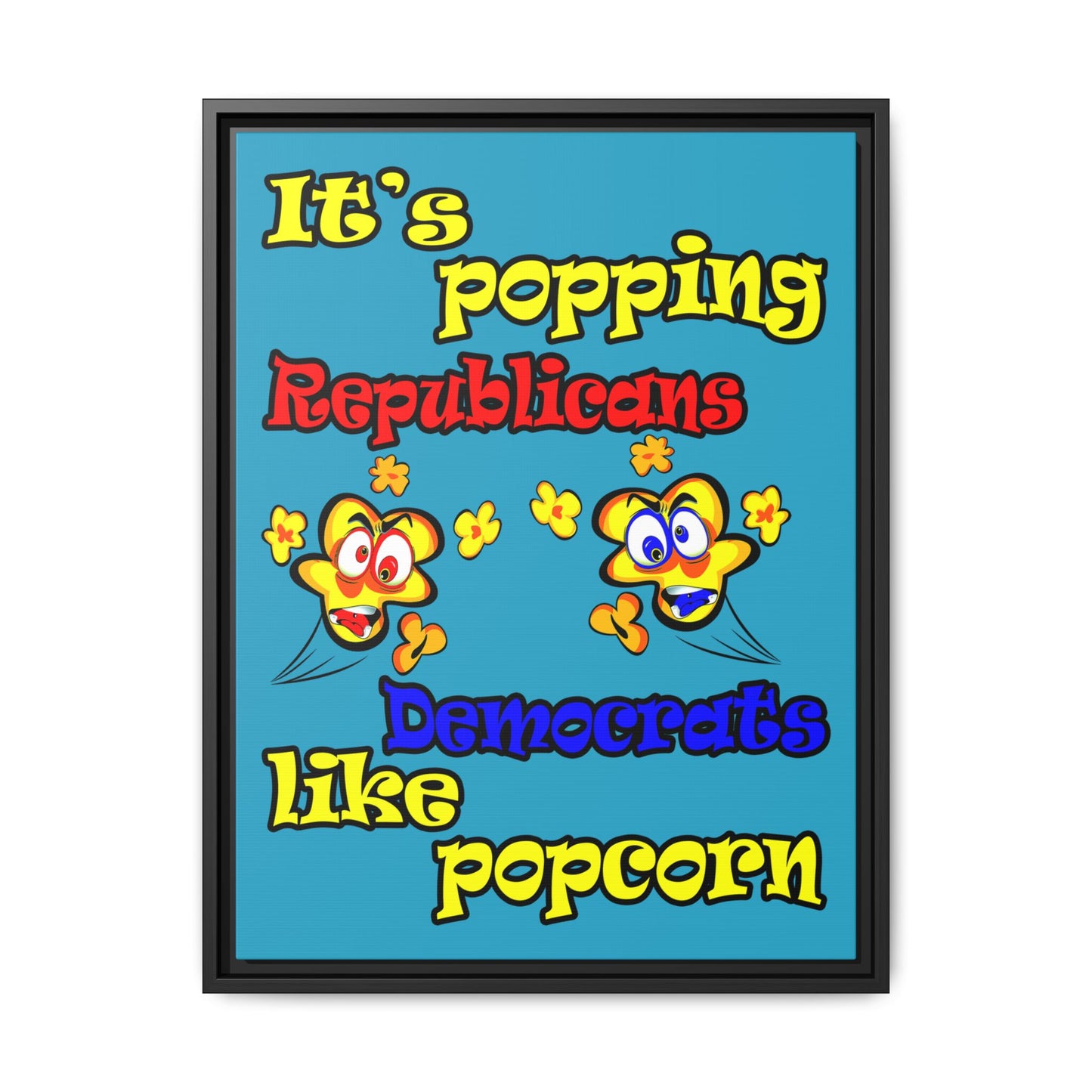 popping like popcorn - framed canvas art (turquoise)